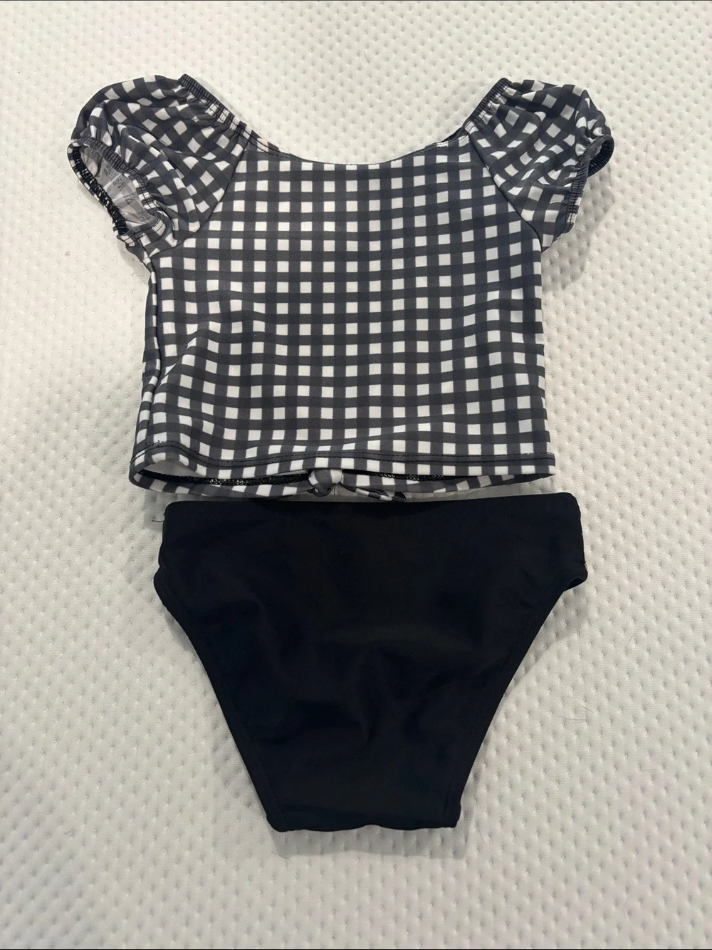 Cat & Jack Black and White Gingham Top with Teal Strawberry Accent